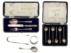 Set of six silver coffee spoons with seal knop finials Birmingham 1932