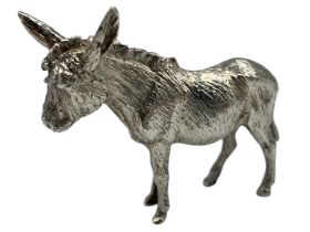 Cast silver model of a donkey L7cm x H5.5cm London 1975 Maker SMD Castings