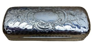 Edwardian silver box of rectangular form with domed hinged cover