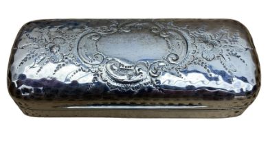 Edwardian silver box of rectangular form with domed hinged cover