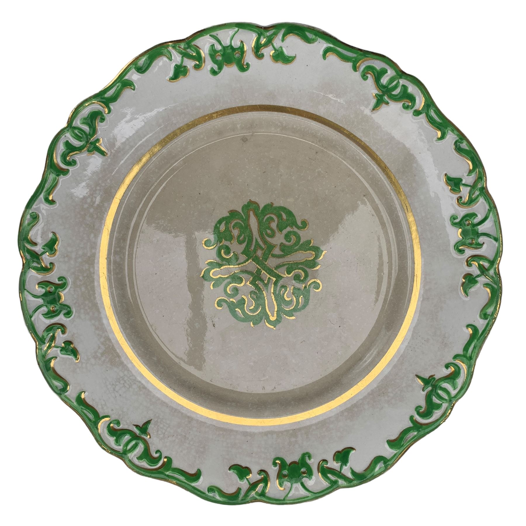 Four 19th century Ridgways dessert plates decorated in green and gilt from the Sotheby's Chatsworth - Image 10 of 11