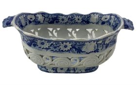 19th century Staffordshire oval basket