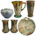 Art Deco pottery to include three Dalmara Ware vases