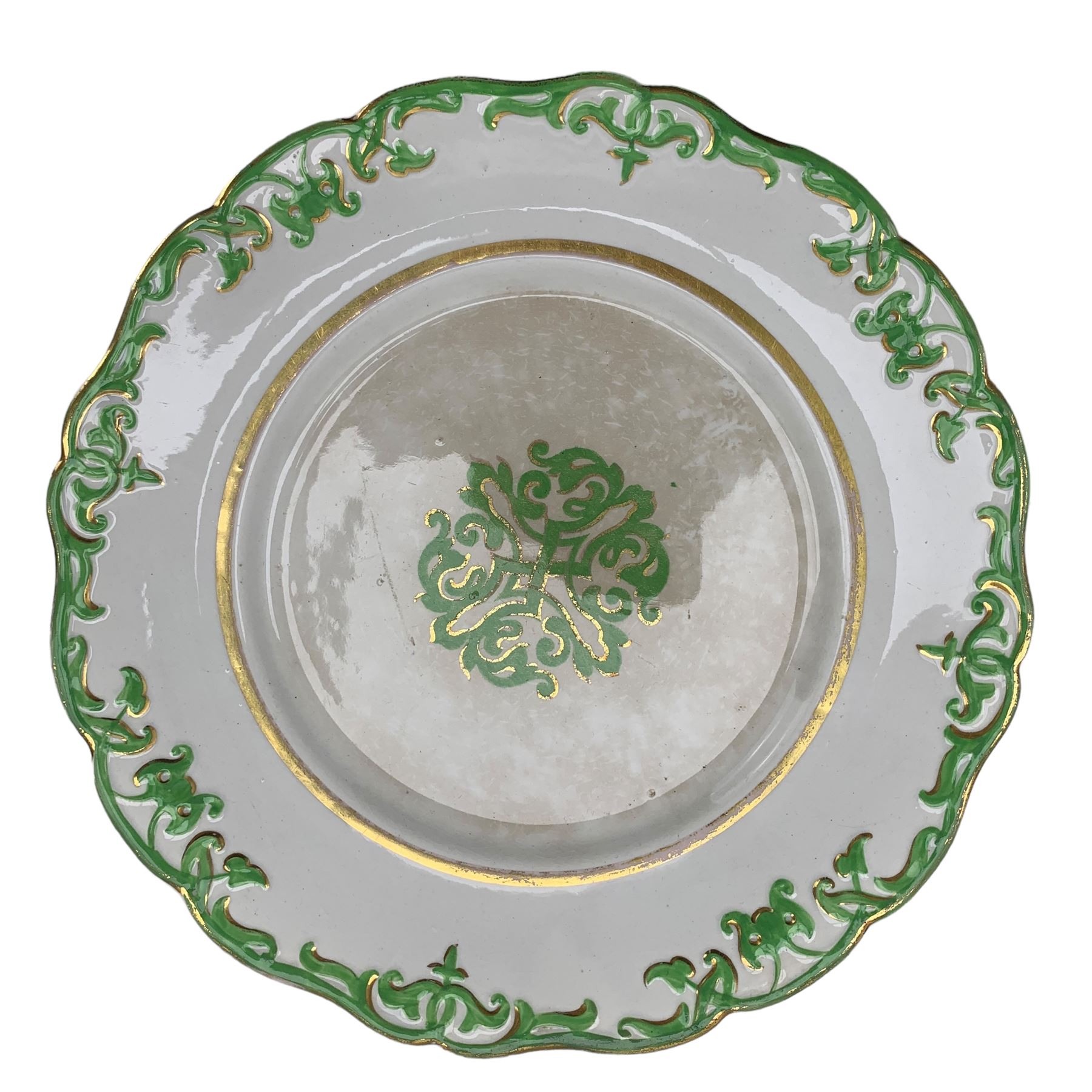 Four 19th century Ridgways dessert plates decorated in green and gilt from the Sotheby's Chatsworth - Image 9 of 11