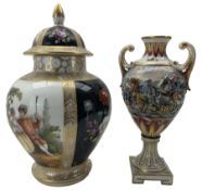 Continental porcelain vase and cover
