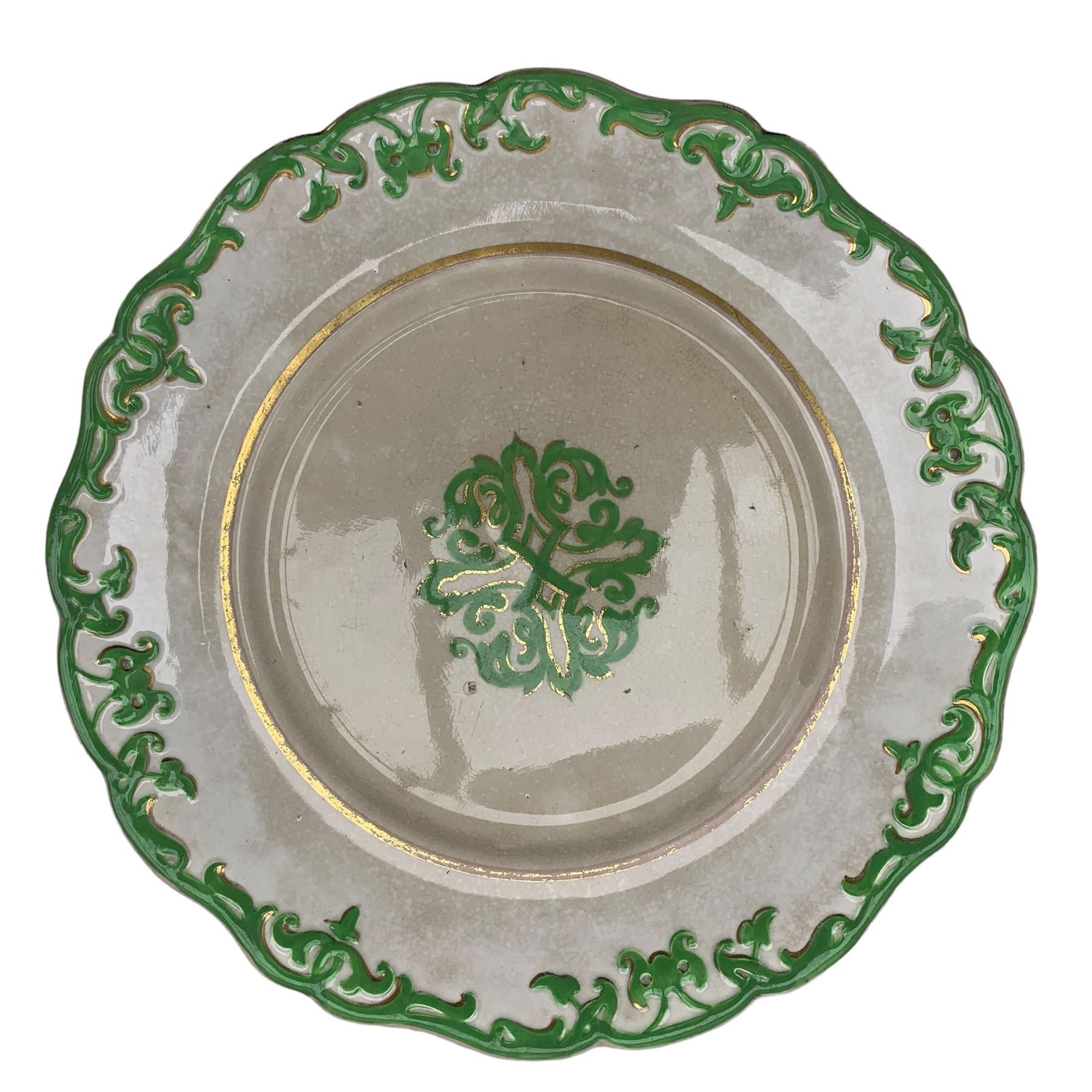 Four 19th century Ridgways dessert plates decorated in green and gilt from the Sotheby's Chatsworth - Image 8 of 11