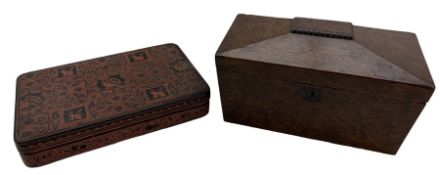 Regency yew wood tea caddy