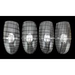 Set of four Yuba wall lights with Murano clear and threaded black glass shades