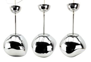 Tom Dixon - Three Melt design chrome pendant light fittings