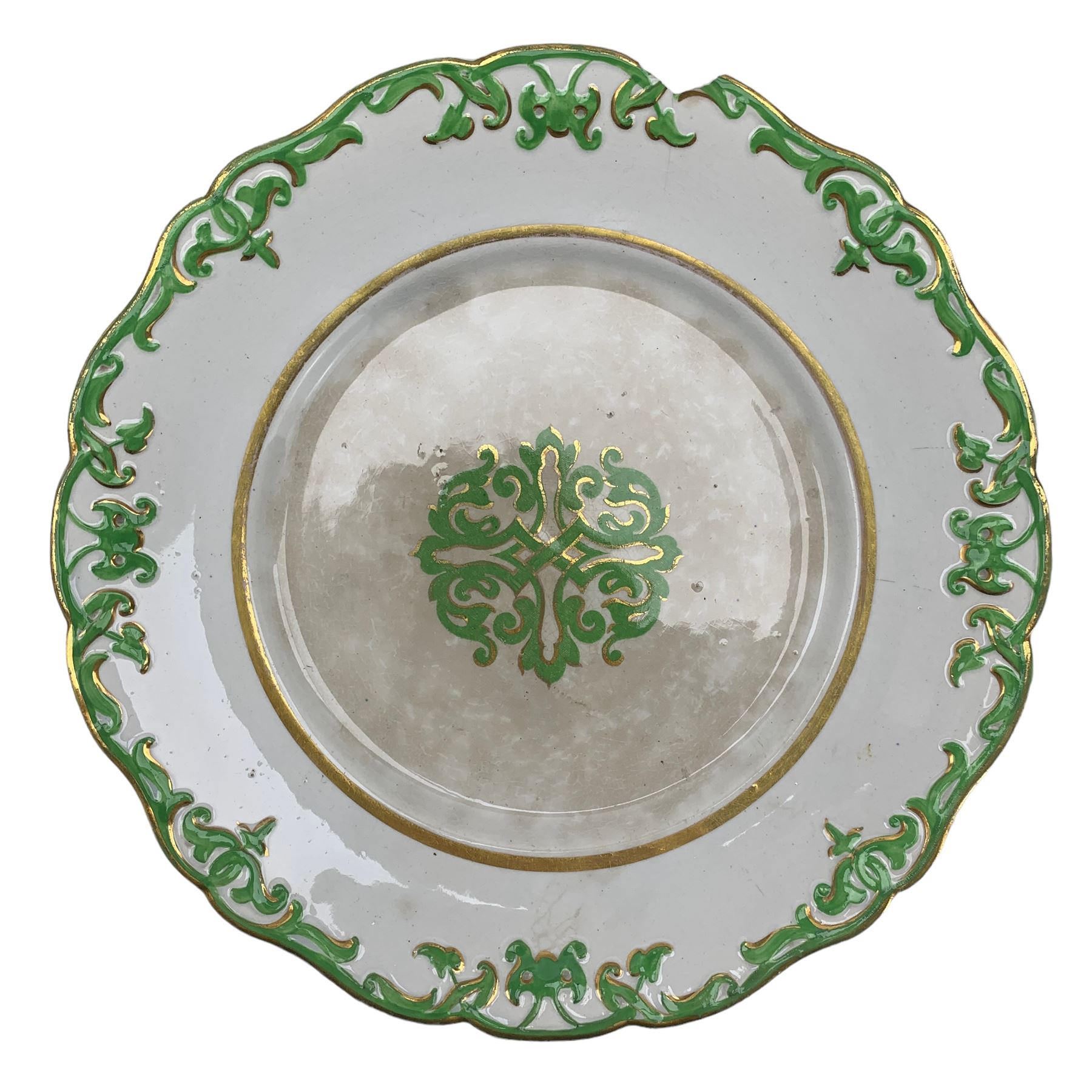 Four 19th century Ridgways dessert plates decorated in green and gilt from the Sotheby's Chatsworth - Image 11 of 11