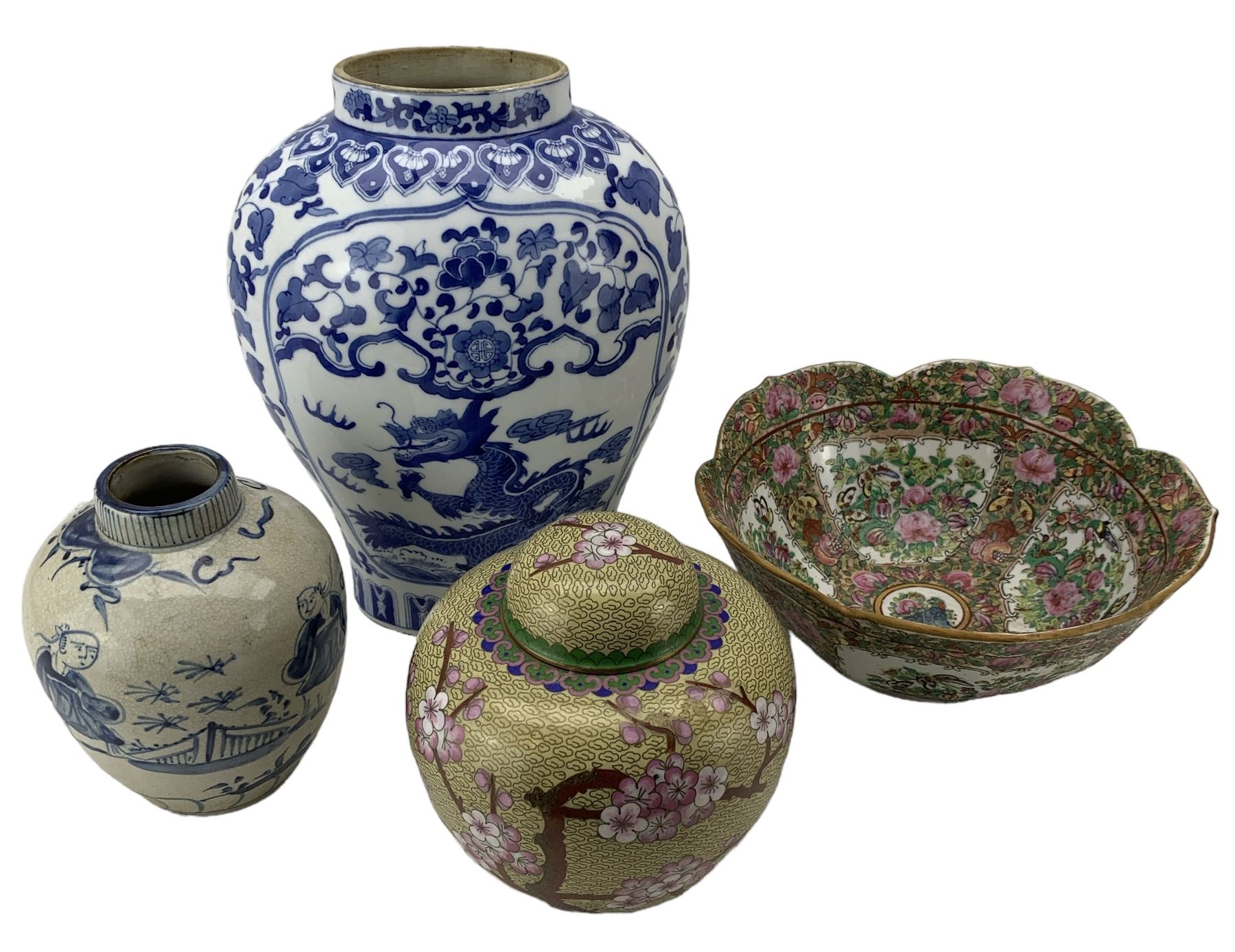 Chinese blue and white vase/ lamp base