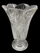Waterford crystal Seahorse pattern vase of tapering design on a circular foot H26cm