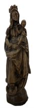 19th century Continental carved wood figure of the Madonna and child