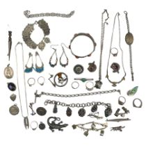 Collection of silver and white metal jewellery
