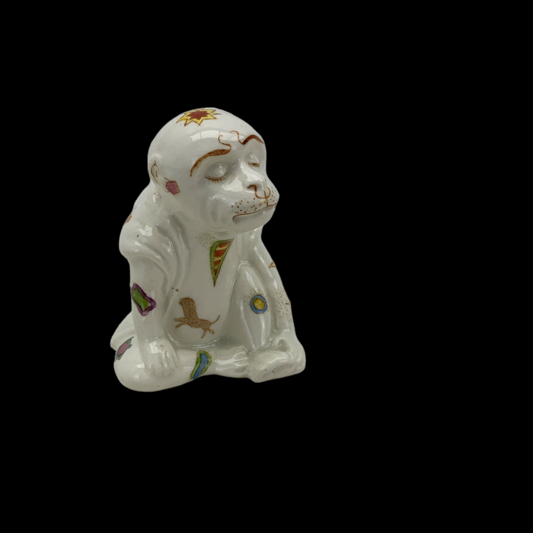 Unusual 19th century creamware model of a seated monkey - Image 2 of 2