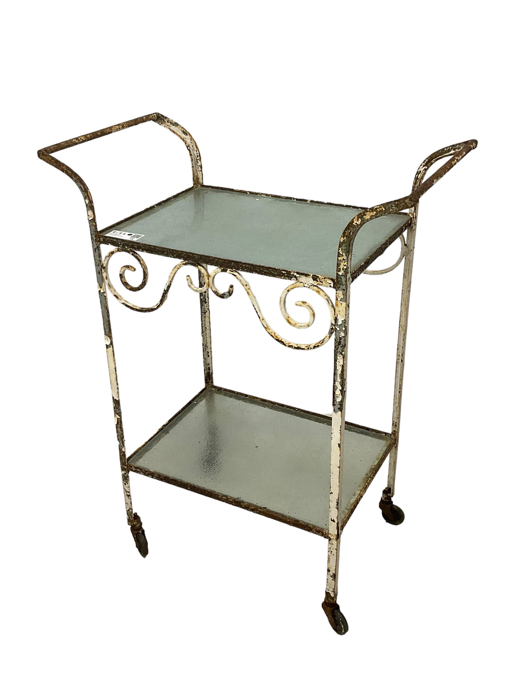 Wrought metal and glass two-tier trolley - Image 2 of 4