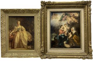 'Madame Bergeret' and 'The Holy Family': two 20th century varnished prints in ornate frames