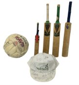 Sporting Memorabilia - Four miniature cricket bats signed by Yorkshire County Cricketers