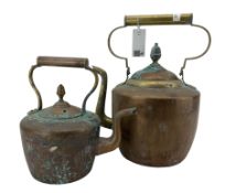 Two copper and brass kettles
