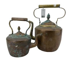 Two copper and brass kettles