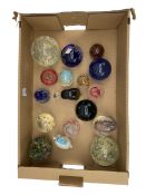 Collection of glass paperweights including Wedgwood snail