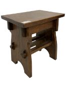 Oak rectangular stool with panel end supports