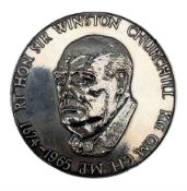 Silver Winston Churchill medallion D5.5cm Birmingham 1990