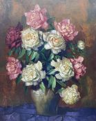 Helmuth Andreas Volkwein (German 1920 - 2004): Pink and White Roses