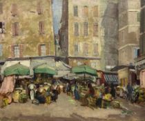 French Impressionist School (Early 20th century): 'Le Poissonerie' Fish Market - Venice