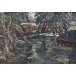 Tom Anderton (British 1894-1956): Woodland River Landscape