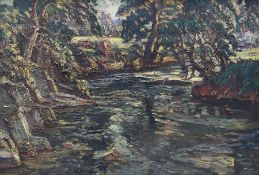 Tom Anderton (British 1894-1956): Woodland River Landscape
