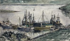 James Patrick (British 20th century): Moored Fishing Boats