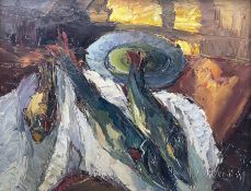 L Bertini (Italian 20th Century): 'Still Life of Fish Supper'