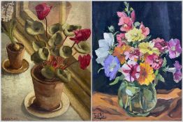 A Charles (British Early 20th Century): Potted Flowers
