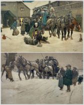 Cecil Aldin (British 1870-1935): 'The Christmas Coach' and 'The Arrival at the Inn'