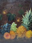 English School (Late 19th Century): Still Life of Fruit and Butterflies
