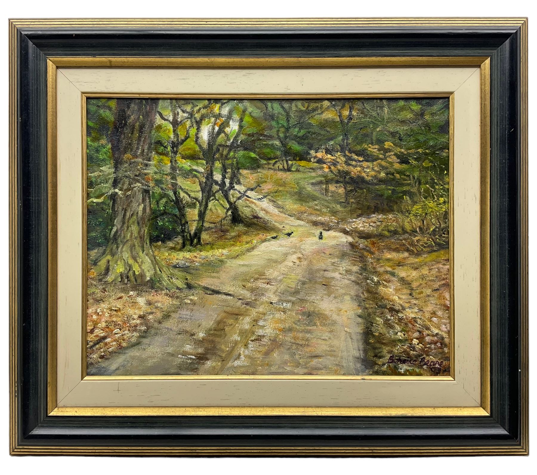 B* Beane (British 20th Century): Crows on a Woodland Path - Image 2 of 4