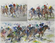 After Roger Simpson (British 20th Century): Racehorses