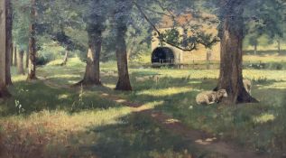 English School (Late 19th century): Sheep Resting in a Woodland Pasture