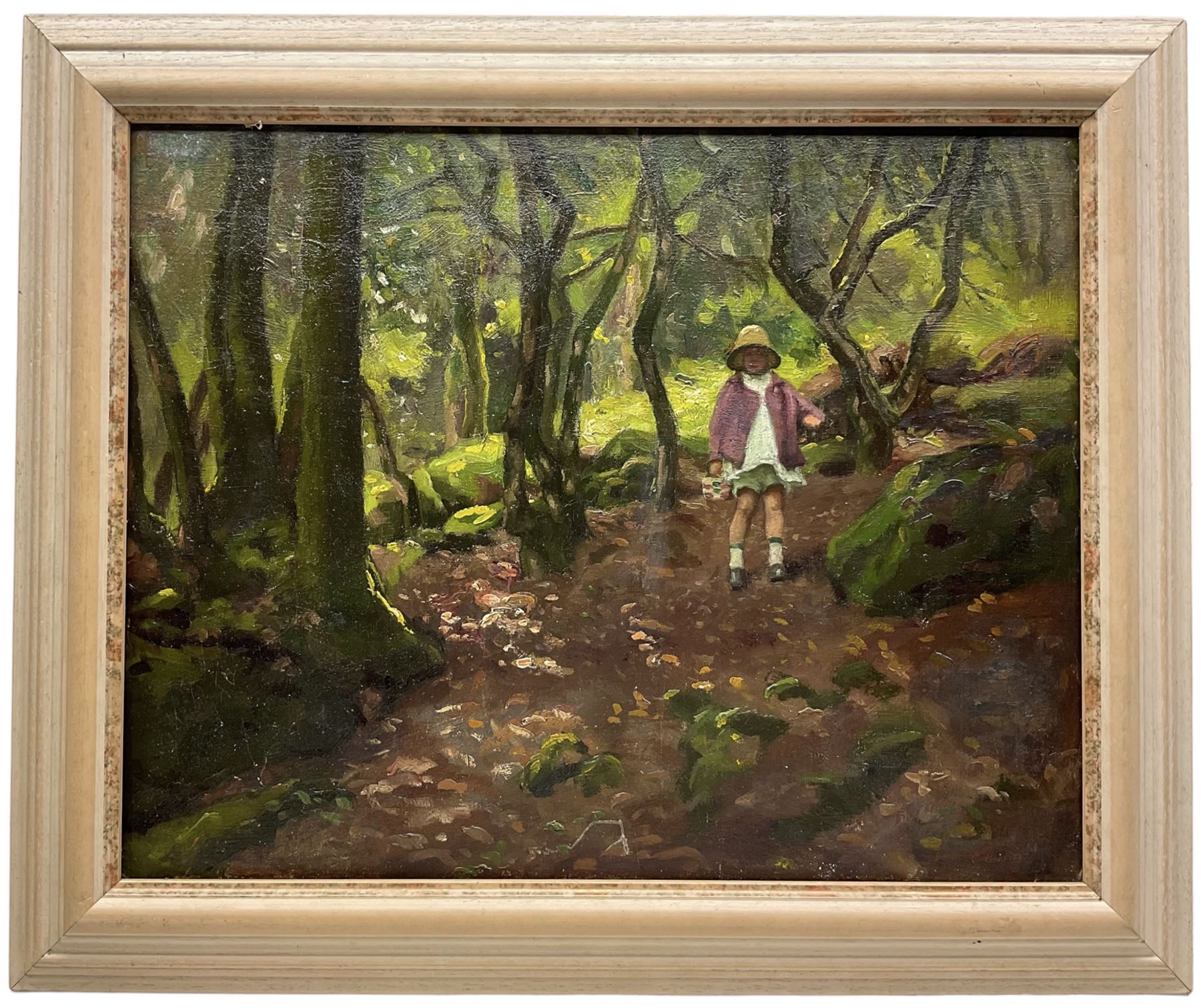 Charles H H Burleigh (British 1875-1956): Girl Walking Through the Woods - Image 2 of 4