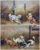 English Naïve School (Late 19th century): Dogs Catching Rats in a Stable