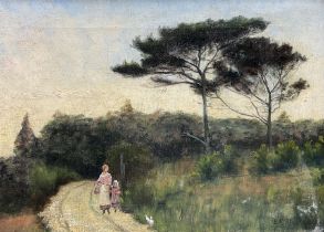 EK Black* (British Early 20th Century): Mother and Daughter take a Woodland Walk