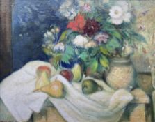 Antal Janscek (Hungarian 1907-1985): Pears and Flowers