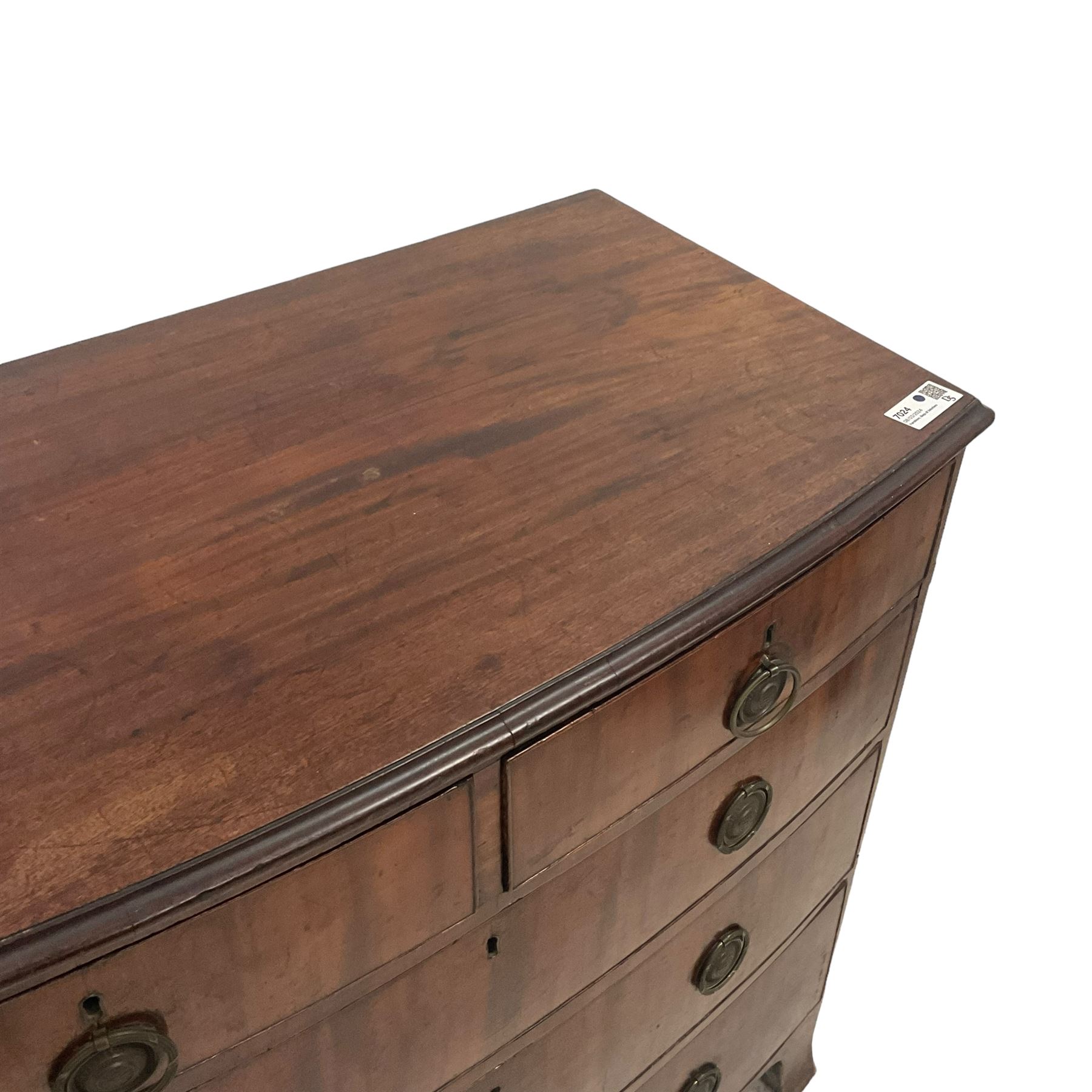 George III mahogany bow-front chest - Image 5 of 6