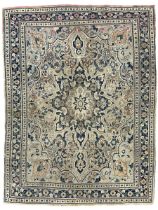 Antique Persian Nain indigo and ivory rug
