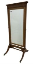 Late Victorian oak cheval mirror