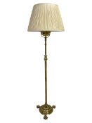 Edwardian brass plated copper standard lamp