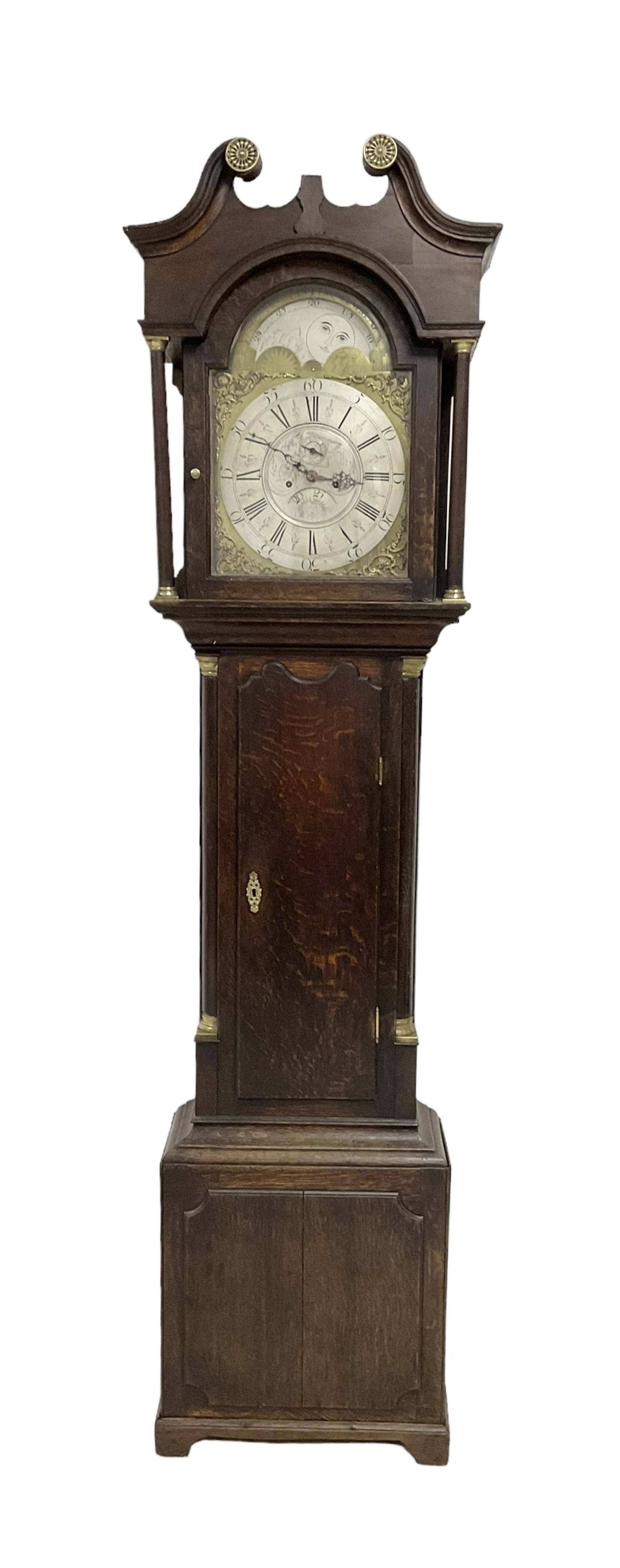 Thomas Lister of Halifax - Late 18th century oak cased 8-day longcase clock with a swans neck pedime