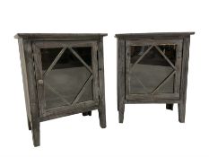 Pair of rustic grey painted cabinets