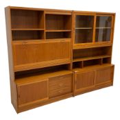 Mid-20th century teak two sectional wall unit